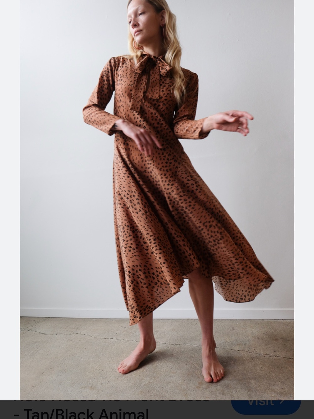 No. 6 Chocolate Silk Long-Sleeve Dress with Purple Trim